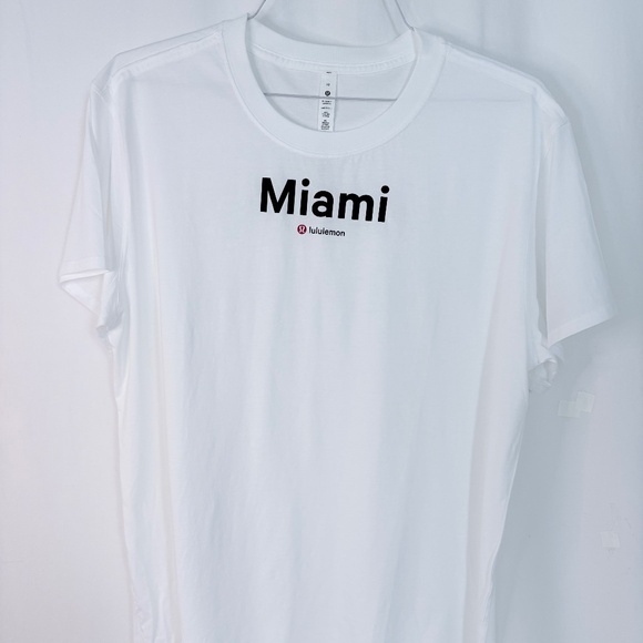NWT✨LULULEMON✨ All Yours Cotton Tee 🌴 MIAMI🌴 White, sz 10 - Picture 1 of 6